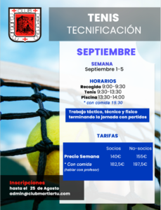 Tecnificación Tenis Septiembre 2025