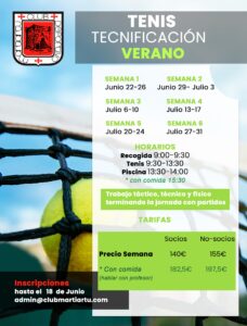 Tecnificación Tenis Verano 2026